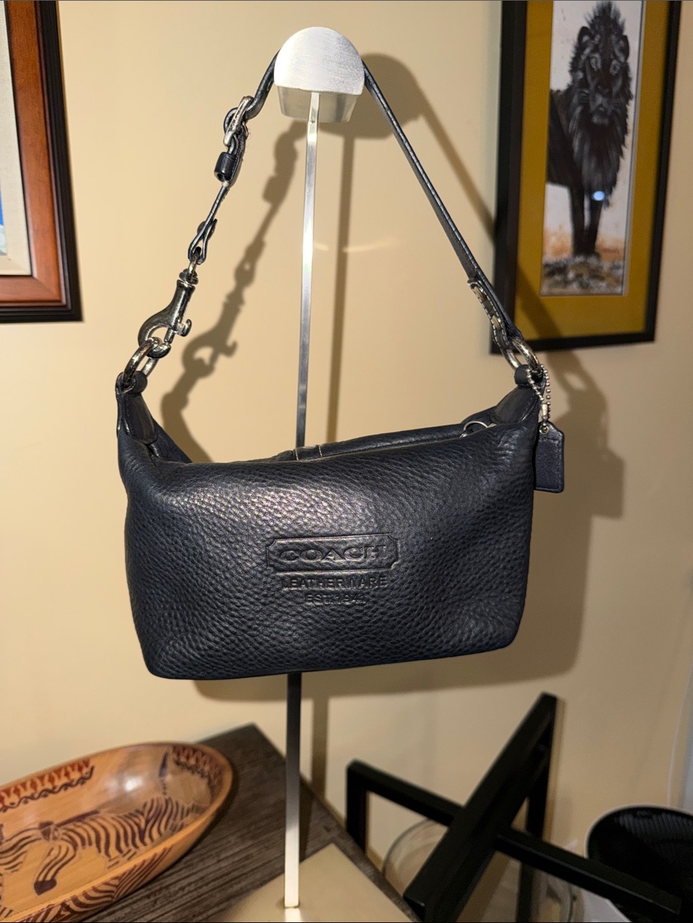 Coach Vintage small Y2K Black pebbled Leather Shoulder Bag Leatherware 1941 - Picture 3 of 16